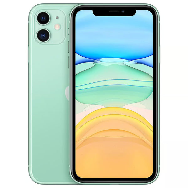 Fröhliches Apple iPhone 11 in der Farbe Grün mit 64GB Speicher, ohne Vertrag.