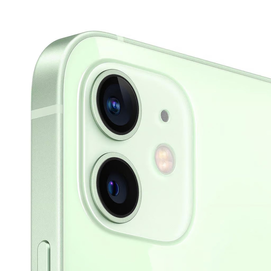 Fröhliches Apple iPhone 12 in der Farbe Grün mit großzügigen 64GB Speicher, ohne Vertrag.
