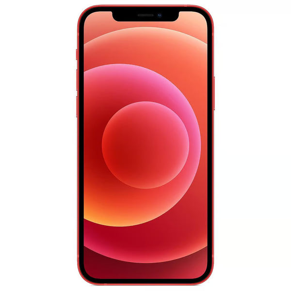 Lebhaftes Apple iPhone 12 in der Farbe Rot mit großzügigen 64GB Speicher, ohne Vertrag.